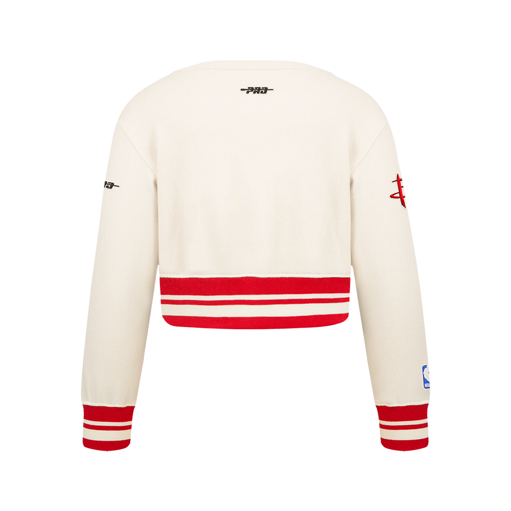 NBA HOUSTON ROCKETS RETRO CLASSIC BIG GIRL'S RIB FLC CREWNECK (EGGSHELL/ RED)