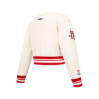 NBA HOUSTON ROCKETS RETRO CLASSIC BIG GIRL'S RIB FLC CREWNECK (EGGSHELL/ RED)