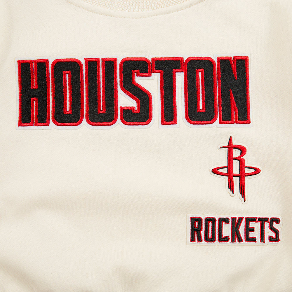 NBA HOUSTON ROCKETS RETRO CLASSIC BIG GIRL'S RIB FLC CREWNECK (EGGSHELL/ RED)
