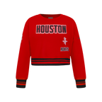 NBA HOUSTON ROCKETS RETRO CLASSIC CHANDAIL À COL ROND EN MOLLETON CÔTELÉ POUR FILLE JUNIOR (ROUGE/NOIR)