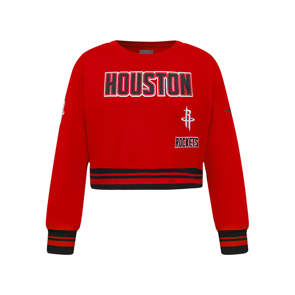 NBA HOUSTON ROCKETS RETRO CLASSIC CHANDAIL À COL ROND EN MOLLETON CÔTELÉ POUR FILLE JUNIOR (ROUGE/NOIR)