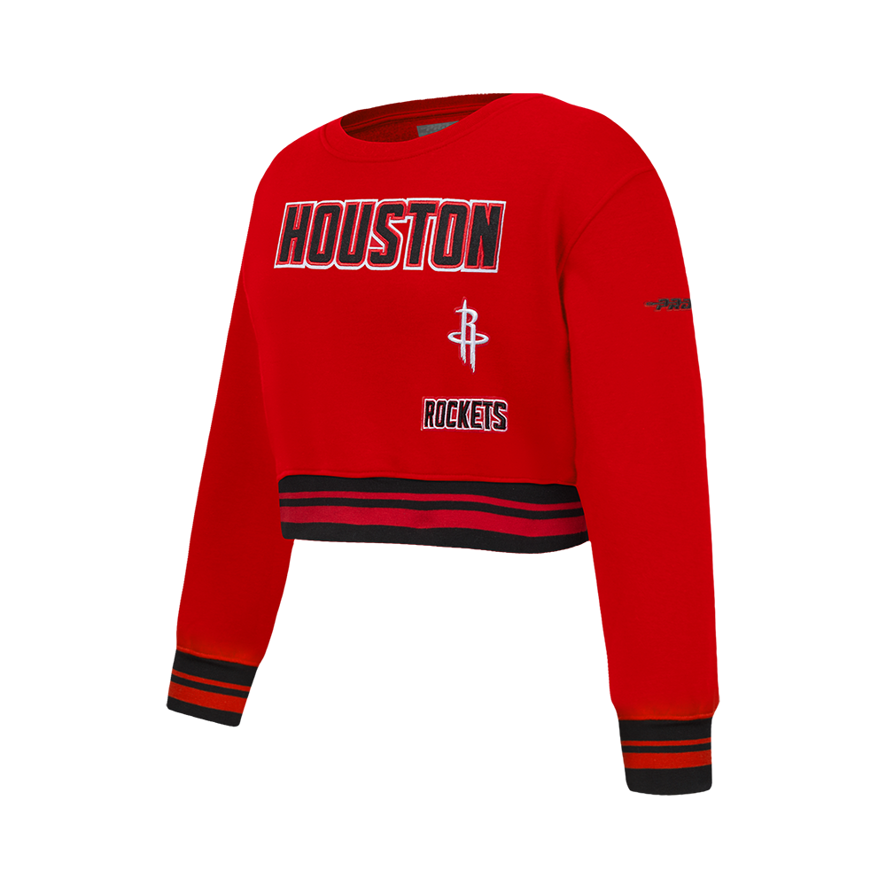 NBA HOUSTON ROCKETS RETRO CLASSIC CHANDAIL À COL ROND EN MOLLETON CÔTELÉ POUR FILLE JUNIOR (ROUGE/NOIR)