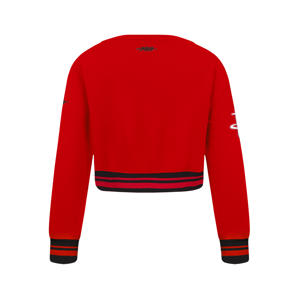 NBA HOUSTON ROCKETS RETRO CLASSIC CHANDAIL À COL ROND EN MOLLETON CÔTELÉ POUR FILLE JUNIOR (ROUGE/NOIR)