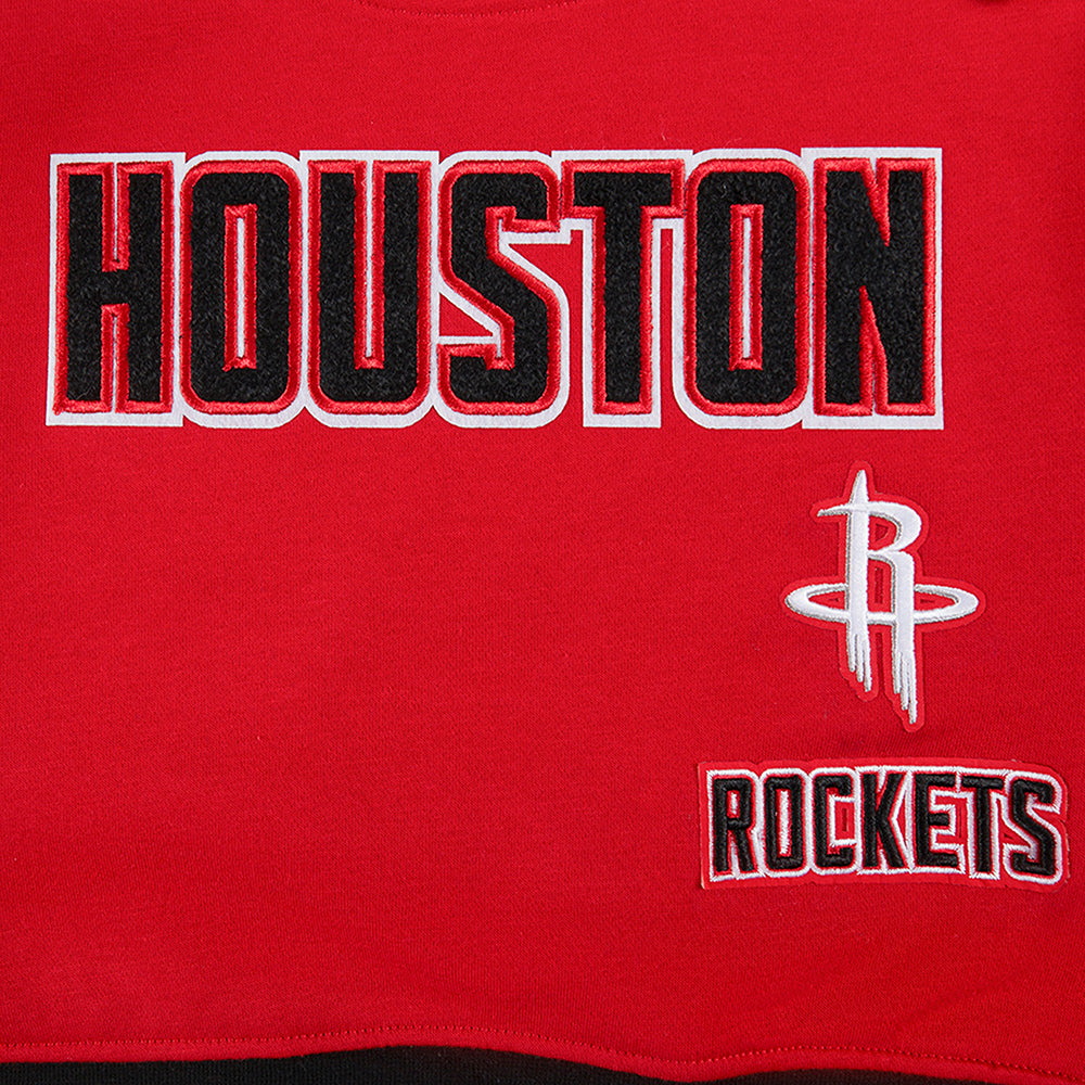 NBA HOUSTON ROCKETS RETRO CLASSIC CHANDAIL À COL ROND EN MOLLETON CÔTELÉ POUR FILLE JUNIOR (ROUGE/NOIR)