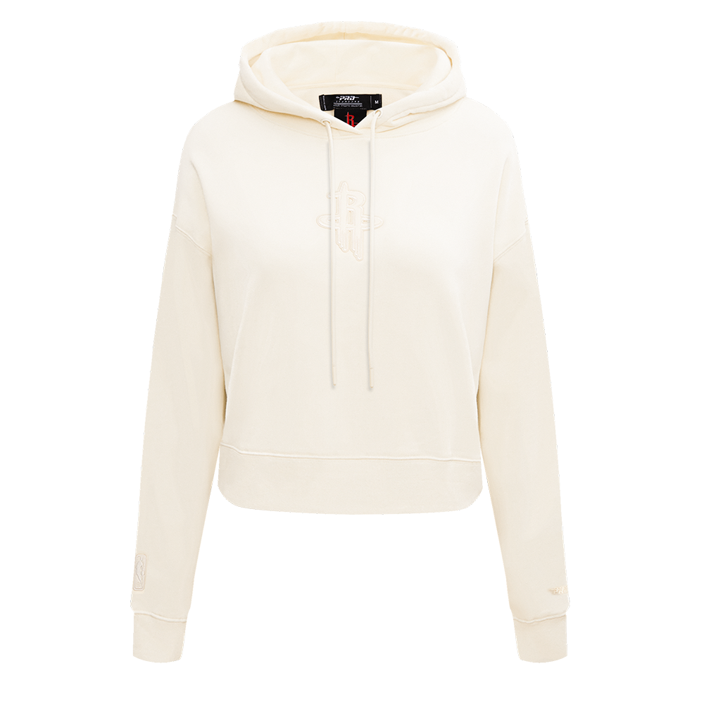 NBA HOUSTON ROCKETS NEUTRAL WOMEN'S CROPPED PULLOVER HOODIE (EGGSHELL)