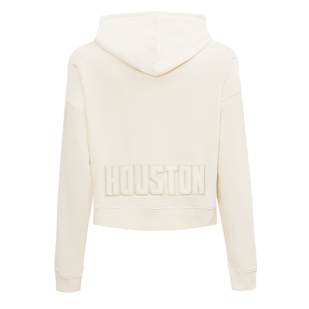 NBA HOUSTON ROCKETS NEUTRAL WOMEN'S CROPPED PULLOVER HOODIE (EGGSHELL)