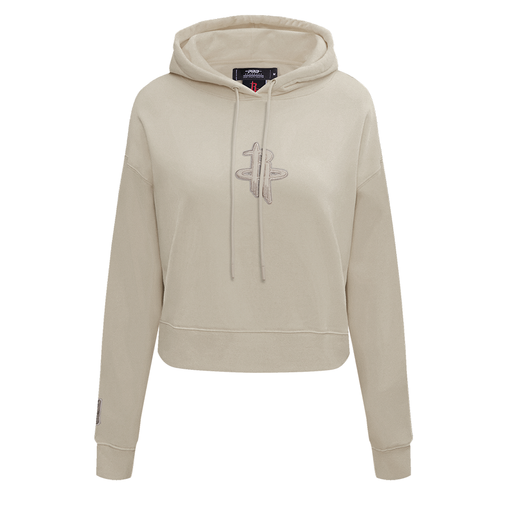 NBA HOUSTON ROCKETS NEUTRAL WOMEN'S CROPPED PULLOVER HOODIE (TAUPE)