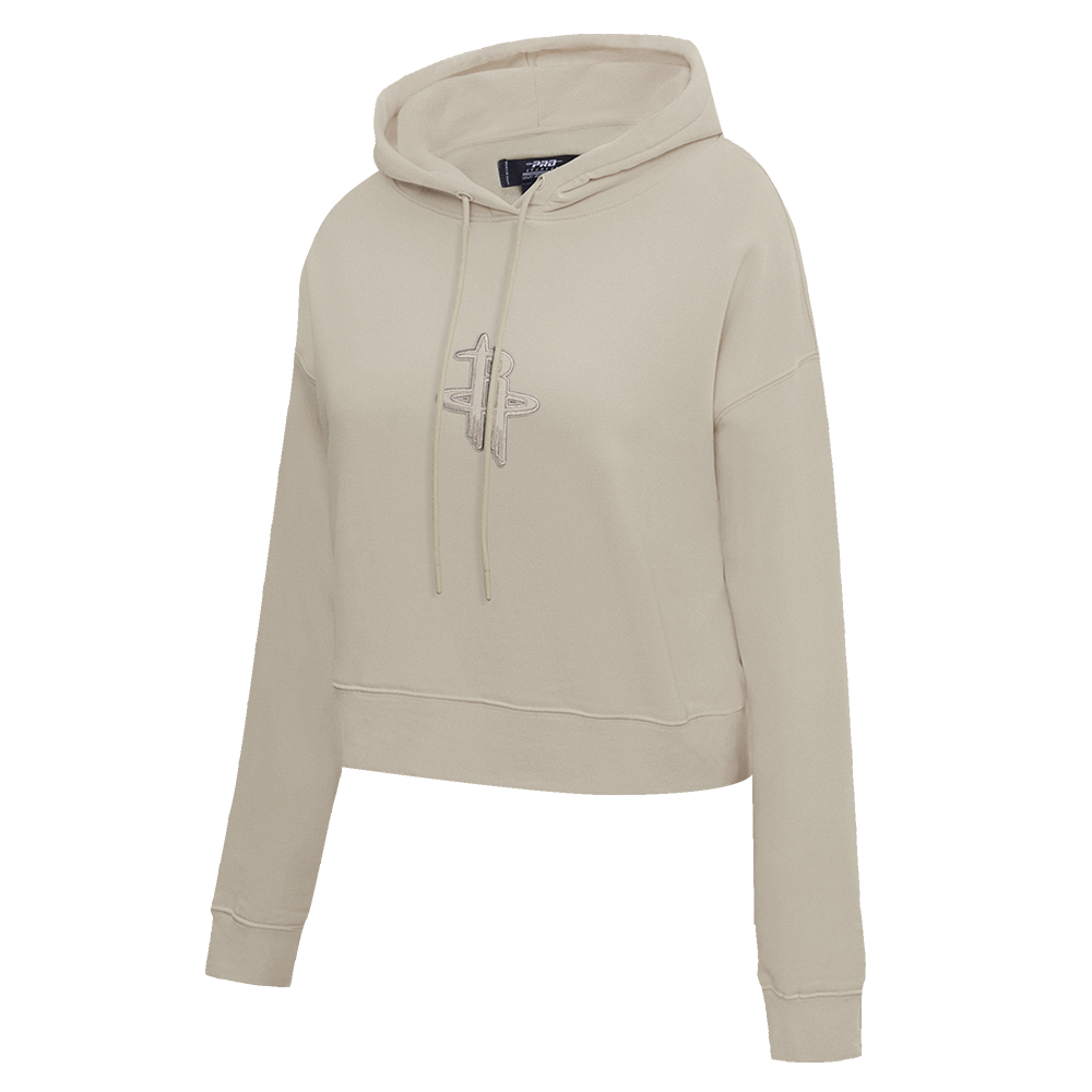 NBA HOUSTON ROCKETS NEUTRAL WOMEN'S CROPPED PULLOVER HOODIE (TAUPE)