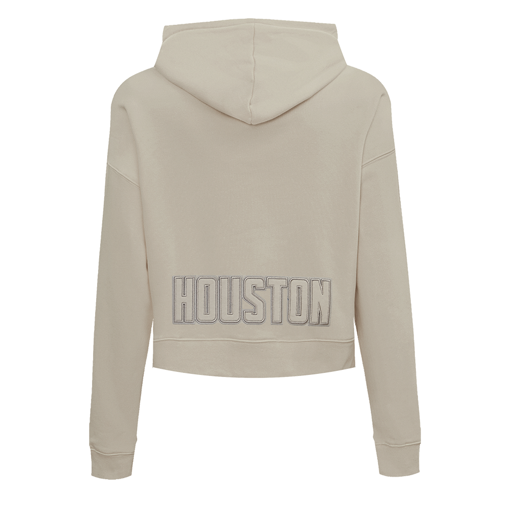 NBA HOUSTON ROCKETS NEUTRAL WOMEN'S CROPPED PULLOVER HOODIE (TAUPE)