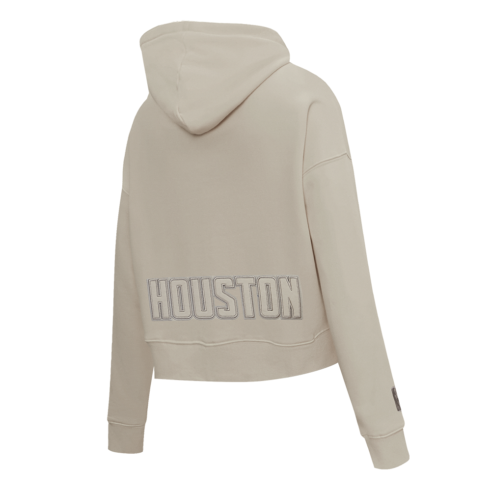 NBA HOUSTON ROCKETS NEUTRAL WOMEN'S CROPPED PULLOVER HOODIE (TAUPE)