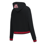 NBA HOUSTON ROCKETS SCRIPT TAIL CHANDAIL À CAPUCHON COURT EN MOLLETON CÔTELÉ POUR FEMME (NOIR/ROUGE/NOIR)