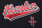 NBA HOUSTON ROCKETS SCRIPT TAIL CHANDAIL À CAPUCHON COURT EN MOLLETON CÔTELÉ POUR FEMME (NOIR/ROUGE/NOIR)