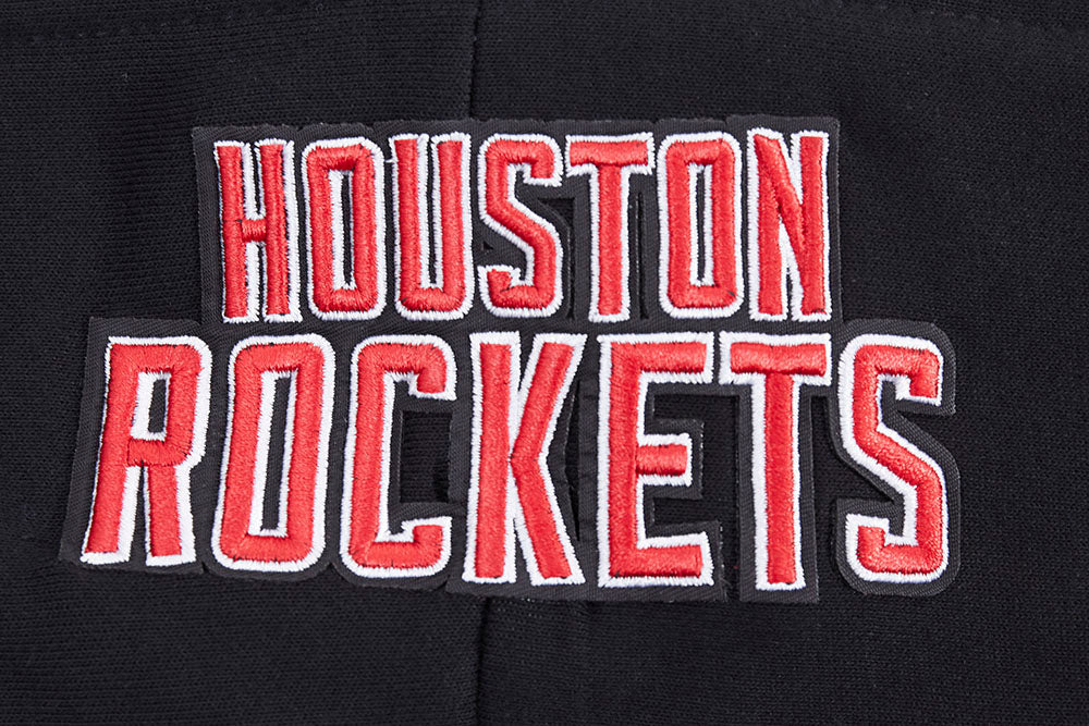 NBA HOUSTON ROCKETS SCRIPT TAIL CHANDAIL À CAPUCHON COURT EN MOLLETON CÔTELÉ POUR FEMME (NOIR/ROUGE/NOIR)