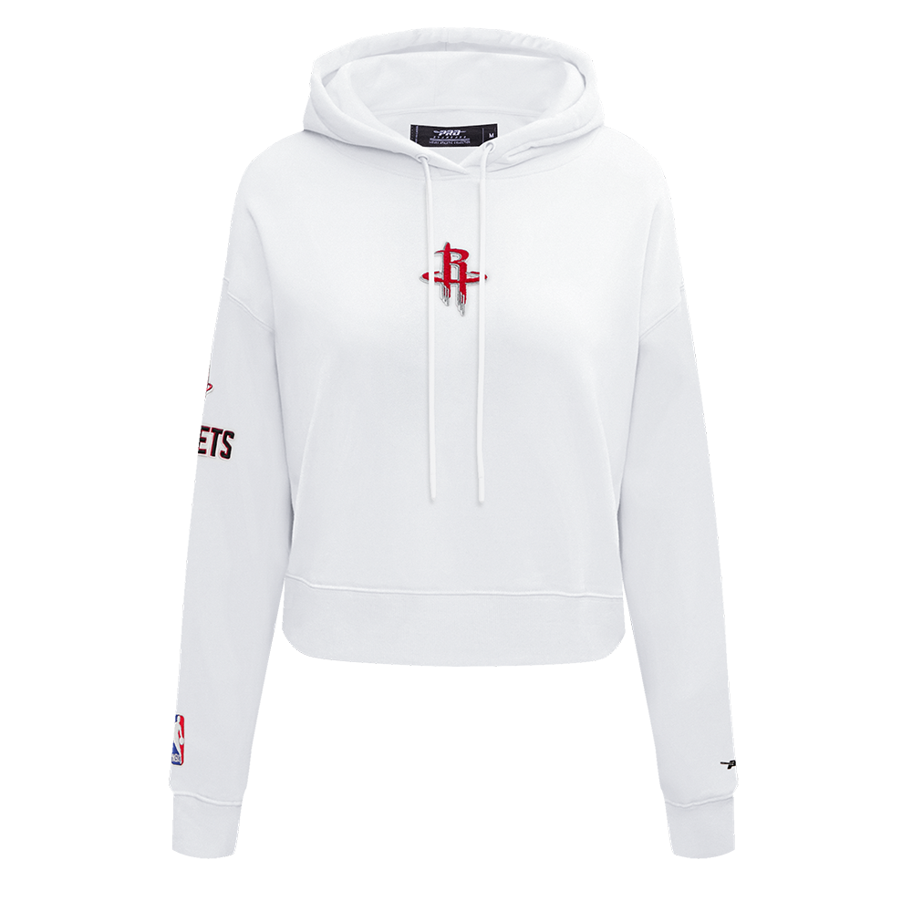 NBA HOUSTON ROCKETS CLASSIC FLEECE CROPPED PULLOVER HOODIE (WHITE)