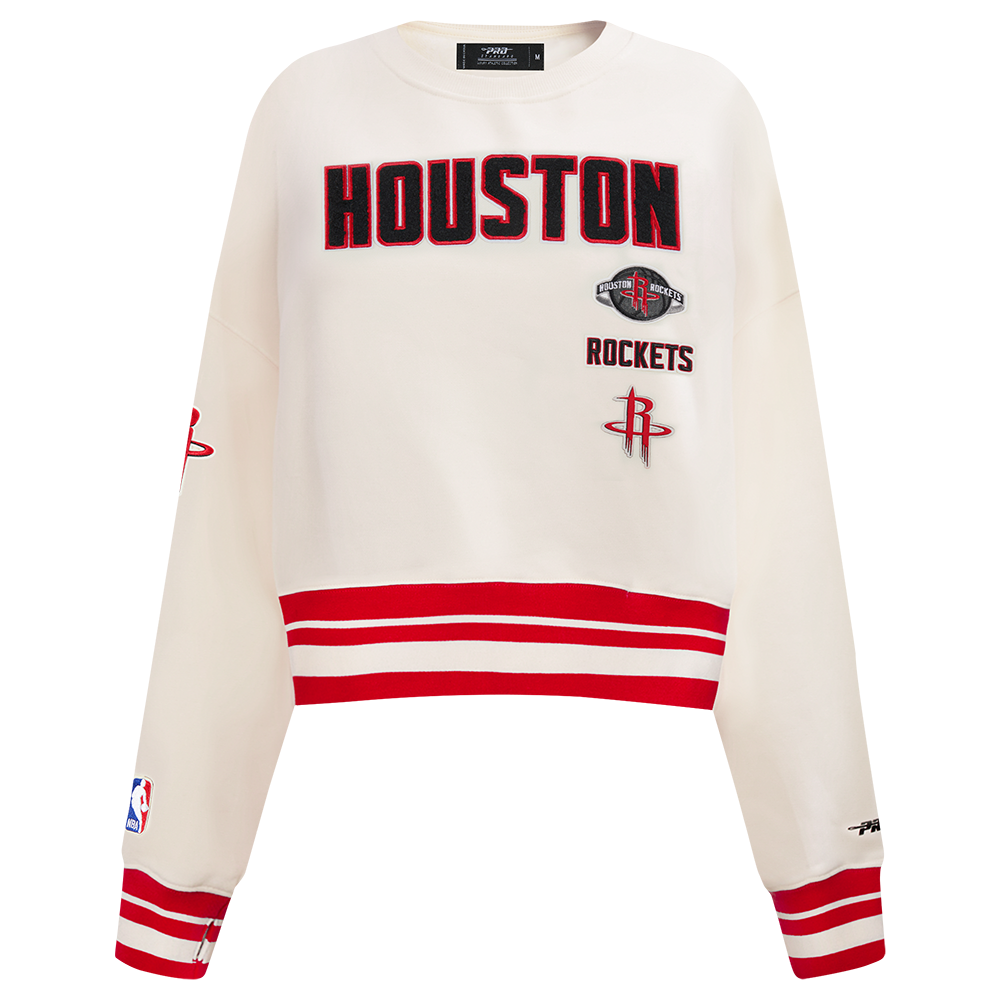 NBA HOUSTON ROCKETS RETRO CLASSIC WOMEN'S CREWNECK (EGGSHELL/ RED)
