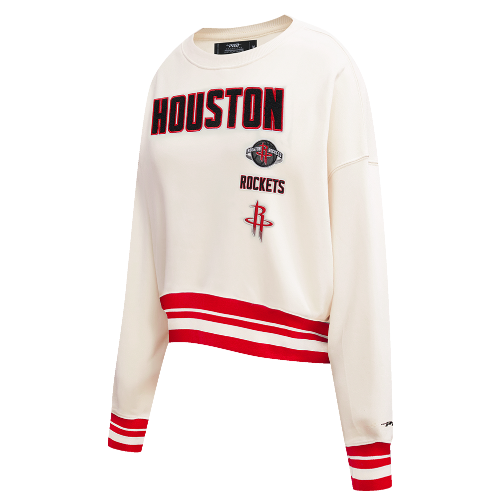 NBA HOUSTON ROCKETS RETRO CLASSIC WOMEN'S CREWNECK (EGGSHELL/ RED)