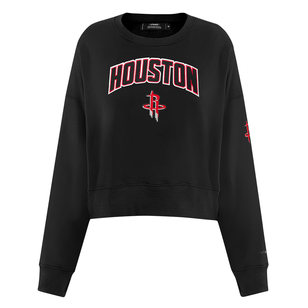 NBA HOUSTON ROCKETS CLASSIC WOMEN'S FLC CREWNECK (BLACK)