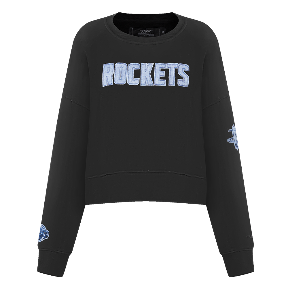 NBA HOUSTON ROCKETS VARSITY BLUES WOMEN'S CREWNECK (BLACK)