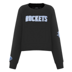 NBA HOUSTON ROCKETS VARSITY BLUES WOMEN'S CREWNECK (BLACK)