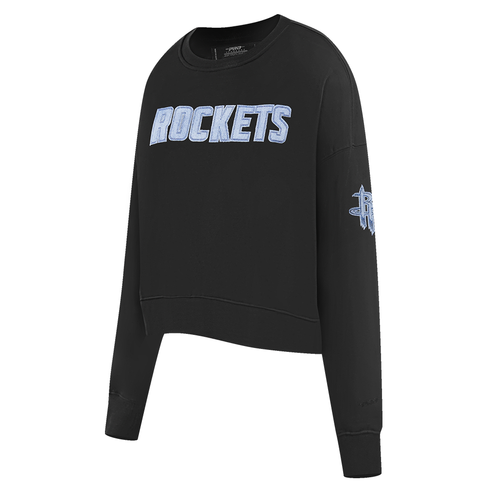 NBA HOUSTON ROCKETS VARSITY BLUES WOMEN'S CREWNECK (BLACK)