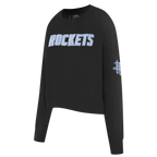 NBA HOUSTON ROCKETS VARSITY BLUES WOMEN'S CREWNECK (BLACK)