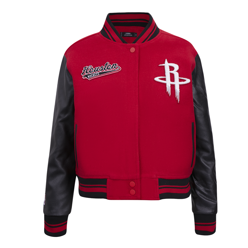 NBA HOUSTON ROCKETS SCRIPT TAIL BLOUSON COLLÉGIAL EN LAINE POUR FEMME (ROUGE/NOIR)