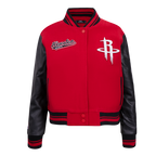 NBA HOUSTON ROCKETS SCRIPT TAIL BLOUSON COLLÉGIAL EN LAINE POUR FEMME (ROUGE/NOIR)