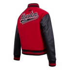 NBA HOUSTON ROCKETS SCRIPT TAIL BLOUSON COLLÉGIAL EN LAINE POUR FEMME (ROUGE/NOIR)