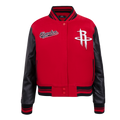 NBA HOUSTON ROCKETS SCRIPT TAIL BLOUSON COLLÉGIAL EN LAINE POUR FEMME (ROUGE/NOIR)