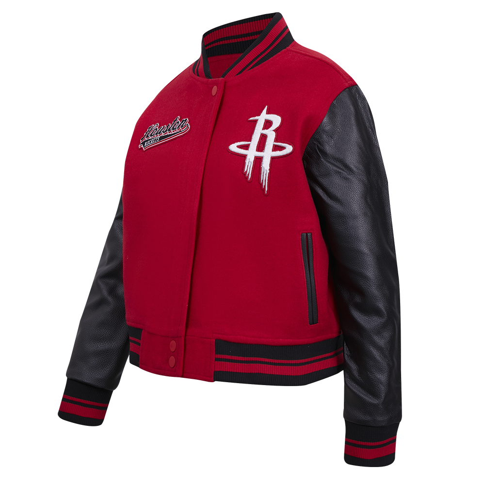 NBA HOUSTON ROCKETS SCRIPT TAIL BLOUSON COLLÉGIAL EN LAINE POUR FEMME (ROUGE/NOIR)