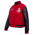 NBA HOUSTON ROCKETS SCRIPT TAIL BLOUSON COLLÉGIAL EN LAINE POUR FEMME (ROUGE/NOIR)