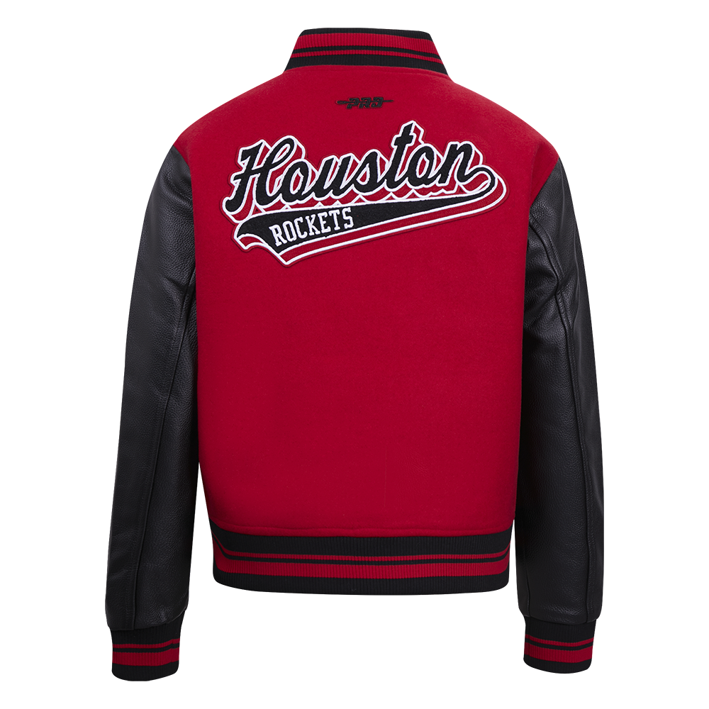 NBA HOUSTON ROCKETS SCRIPT TAIL BLOUSON COLLÉGIAL EN LAINE POUR FEMME (ROUGE/NOIR)