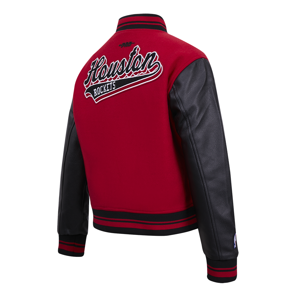 NBA HOUSTON ROCKETS SCRIPT TAIL BLOUSON COLLÉGIAL EN LAINE POUR FEMME (ROUGE/NOIR)