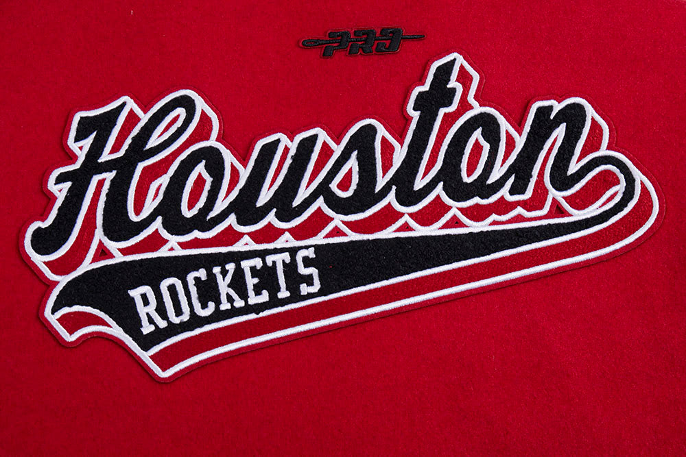 NBA HOUSTON ROCKETS SCRIPT TAIL BLOUSON COLLÉGIAL EN LAINE POUR FEMME (ROUGE/NOIR)
