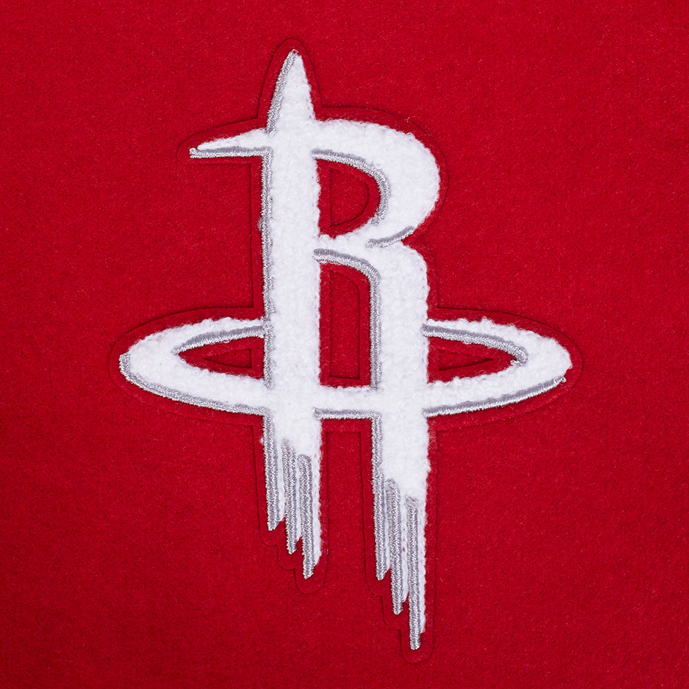 NBA HOUSTON ROCKETS RETRO CLASSIC BLOUSON COLLÉGIAL EN LAINE À BORDS CÔTELÉS POUR FEMME (ROUGE/NOIR)