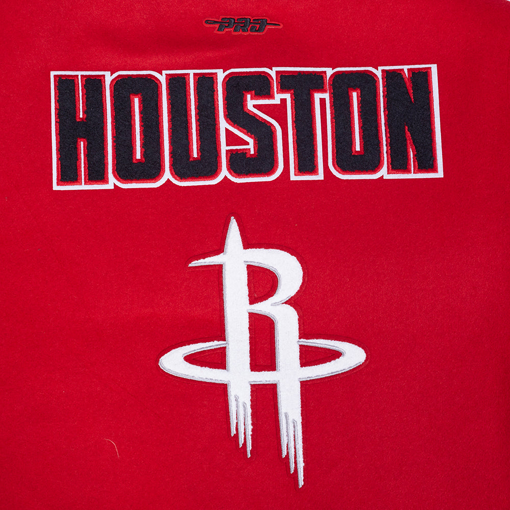 NBA HOUSTON ROCKETS RETRO CLASSIC BLOUSON COLLÉGIAL EN LAINE À BORDS CÔTELÉS POUR FEMME (ROUGE/NOIR)