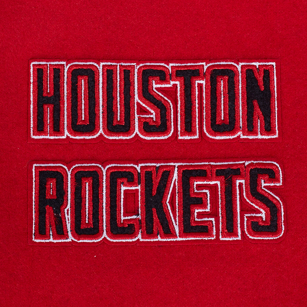 NBA HOUSTON ROCKETS RETRO CLASSIC BLOUSON COLLÉGIAL EN LAINE À BORDS CÔTELÉS POUR FEMME (ROUGE/NOIR)