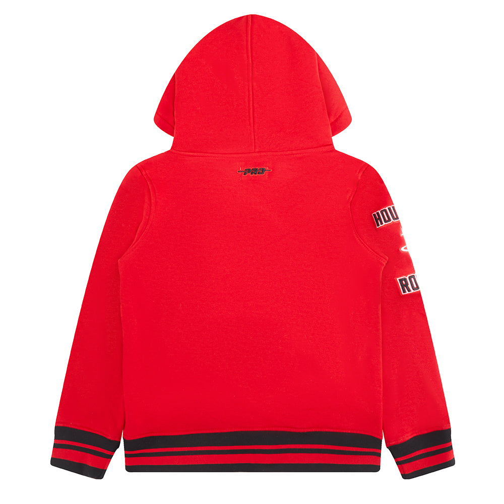 NBA HOUSTON ROCKETS RETRO CLASSIC LITTLE BOYS RIB FLEECE PULLOVER HOODIE (RED/BLACK)