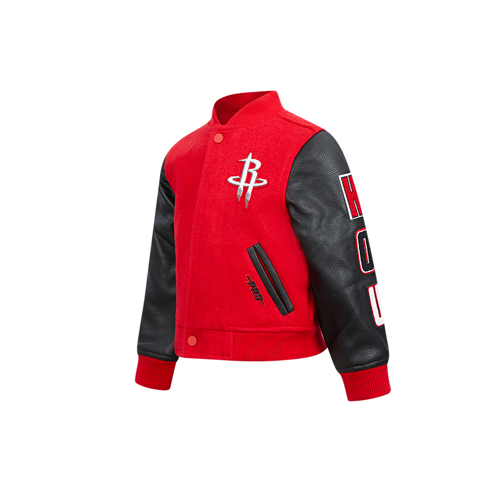 NBA HOUSTON ROCKETS CLASSIC LITTLE BOYS WOOL VARSITY JACKET (RED/BLACK)