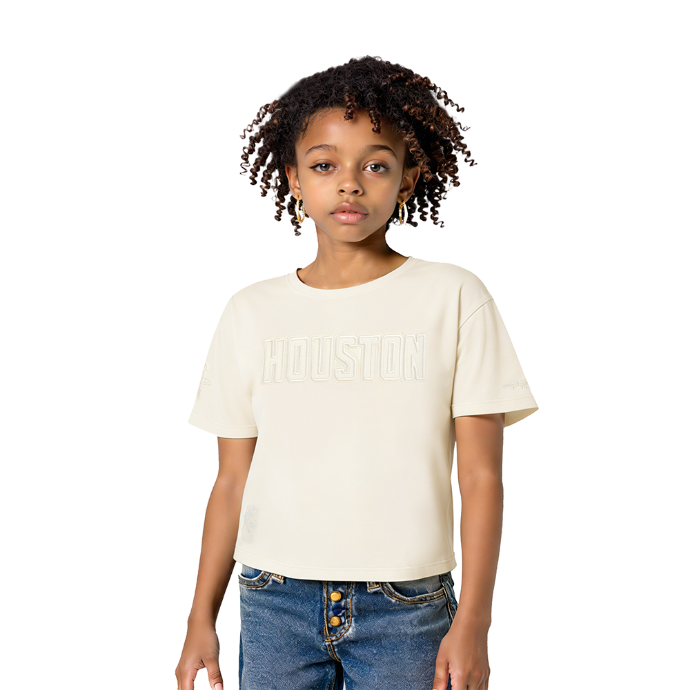 NBA HOUSTON ROCKETS NEUTRAL T-SHIRT À COUPE CARRÉE À MANCHES COURTES POUR FILLE ENFANT (COQUILLE D'ŒUF)