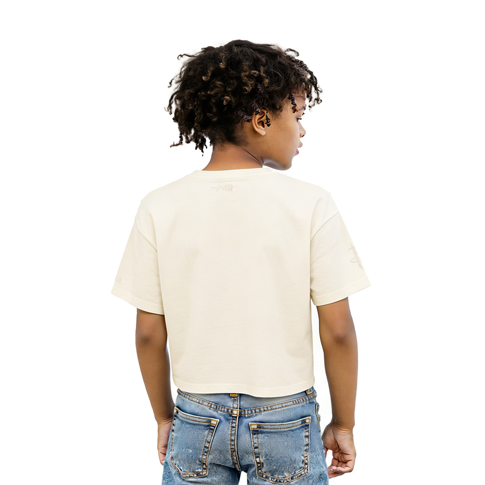 NBA HOUSTON ROCKETS NEUTRAL LITTLE GIRLS SHORT SLEEVE BOXY TEE (EGGSHELL)