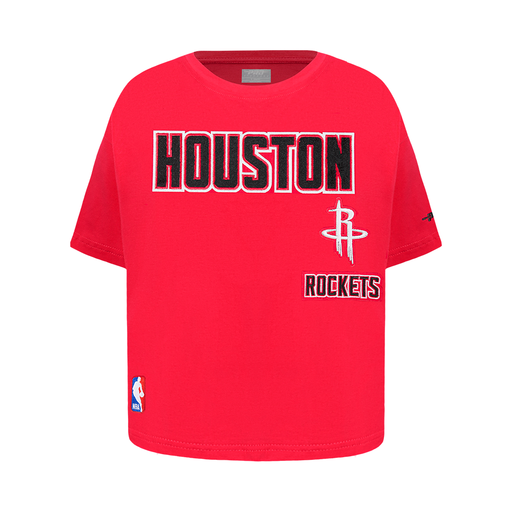 NBA HOUSTON ROCKETS RETRO CLASSIC LITTLE GIRL'S SHORT SLEEVE BOXY TEE (RED)