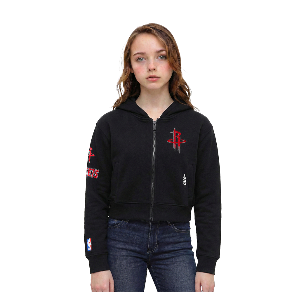 NBA HOUSTON ROCKETS CLASSIC LITTLE GIRL'S FLEECE FULL ZIP HOODIE (BLACK)