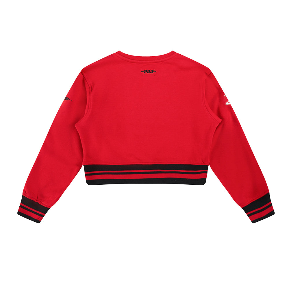 NBA HOUSTON ROCKETS RETRO CLASSIC LITTLE GIRLS  RIB FLEECE CREWNECK (RED/BLACK)