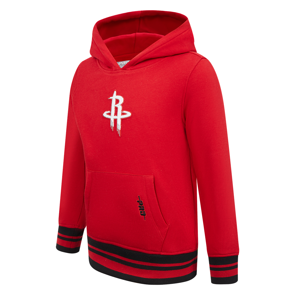 NBA HOUSTON ROCKETS RETRO CLASSIC TODDLER BOYS RIB FLEECE PULLOVER HOODIE (RED/BLACK)