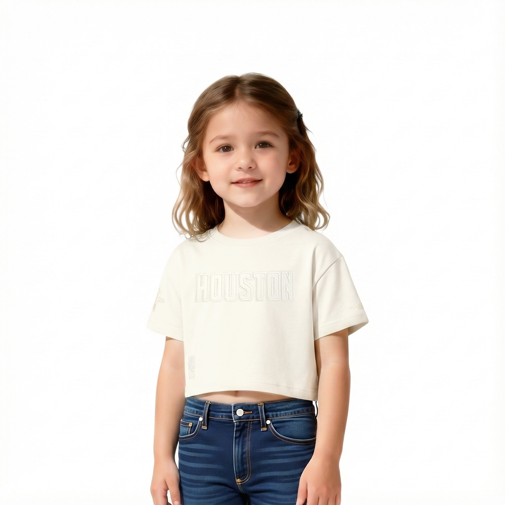 NBA HOUSTON ROCKETS NEUTRAL T-SHIRT À COUPE CARRÉE À MANCHES COURTES POUR FILLE BAMBIN (COQUILLE D'ŒUF)
