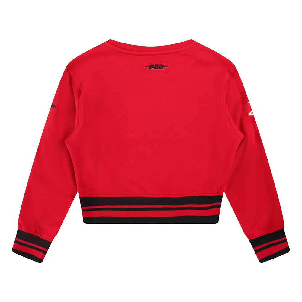 NBA HOUSTON ROCKETS RETRO CLASSIC TODDLER GIRLS RIB FLEECE CREWNECK (RED/BLACK)