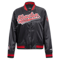 NBA HOUSTON ROCKETS SCRIPT TAIL WOMEN'S SATIN JACKET (BLACK/RED/BLACK)