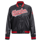 NBA HOUSTON ROCKETS SCRIPT TAIL WOMEN'S SATIN JACKET (BLACK/RED/BLACK)