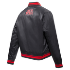 NBA HOUSTON ROCKETS SCRIPT TAIL WOMEN'S SATIN JACKET (BLACK/RED/BLACK)